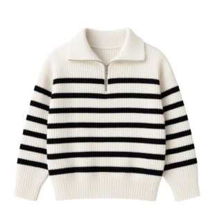 Half-zip Strip Sweater (White)