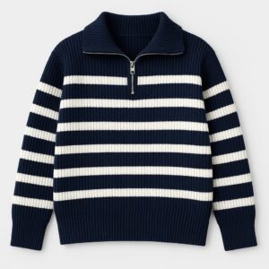 Half-zip Strip Sweater (Nevy)